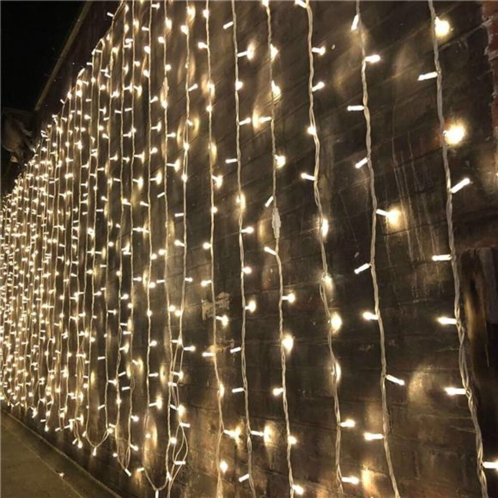 300 LED Curtain String Lights Warm White Fairy Twinkle Window Wall Decor